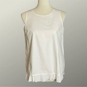 Zara Basic White Ruffle Hem Sleeveless Cotton Tank Top - Size Small